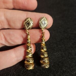 Vintage Damascene Clip On Earrings